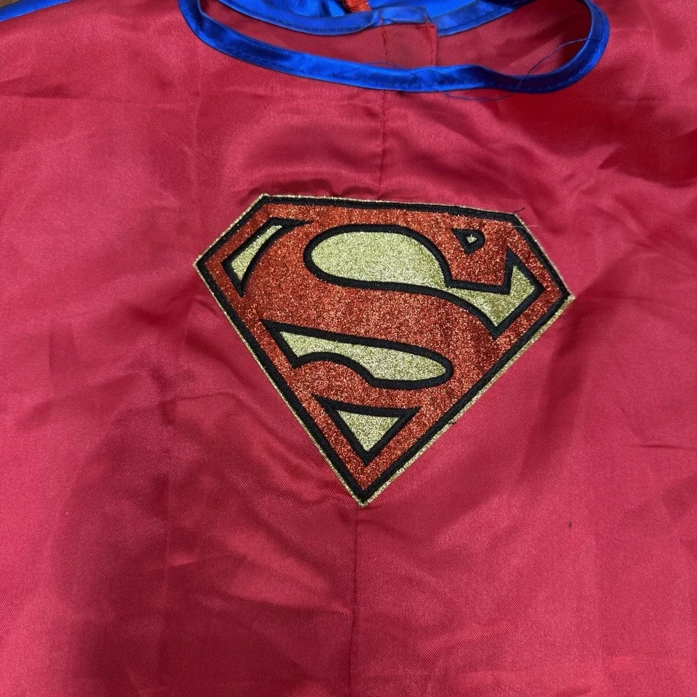 DC Superheroes Supergirl YL Costume Cosplay Dress, Belt, Cape & Armbands